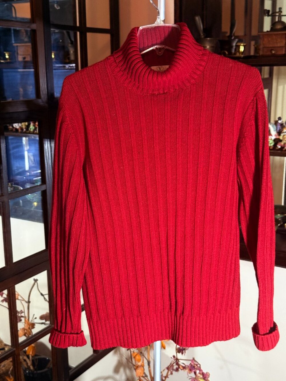 Authentic  Valentino Garavani Men's Sweater 100% Cashmere Red Turtleneck Size L